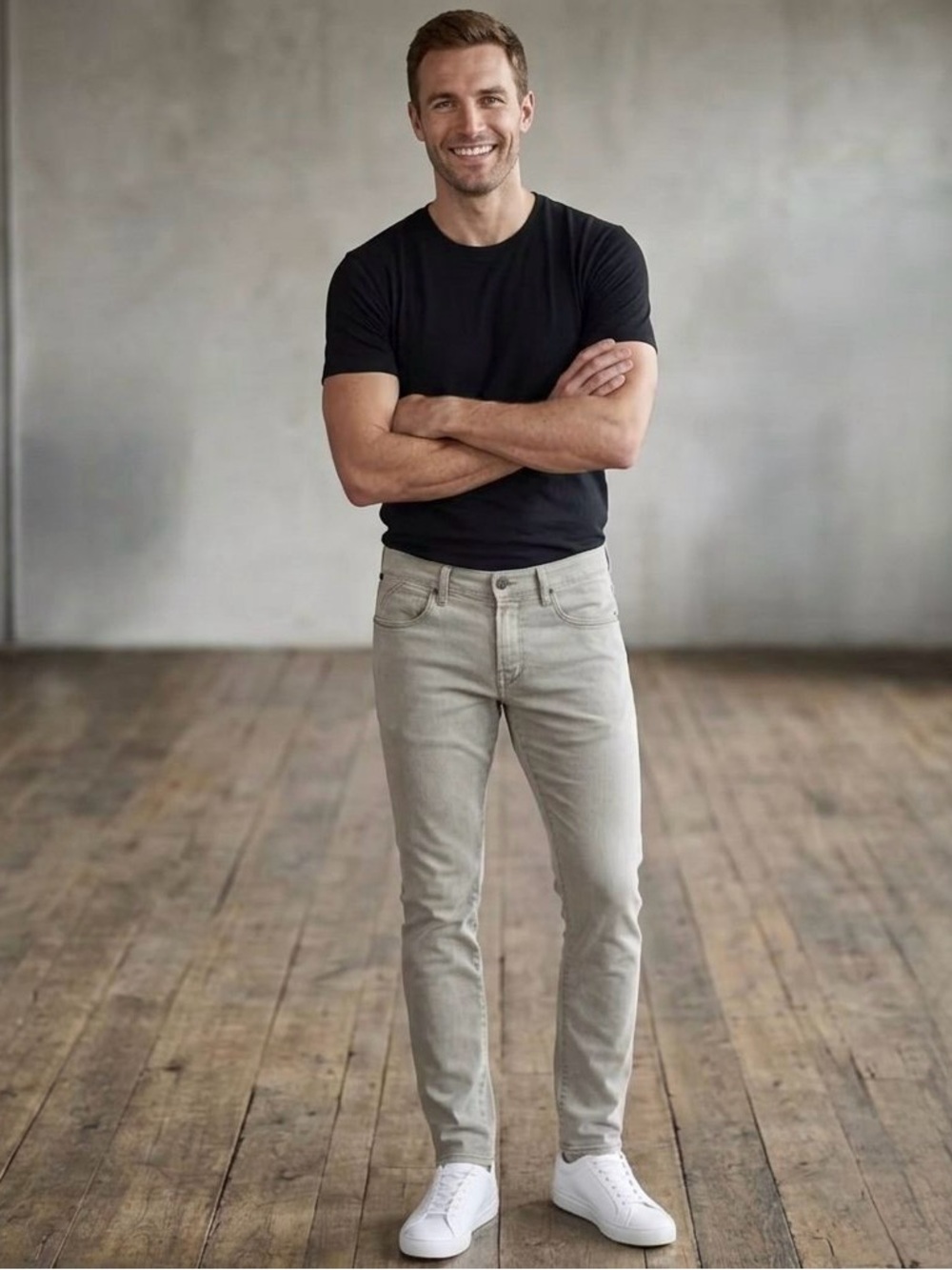 John Varvatos Matchstick Slim Skinny Jean Pants, Feather Light Grey, Size‎ 31